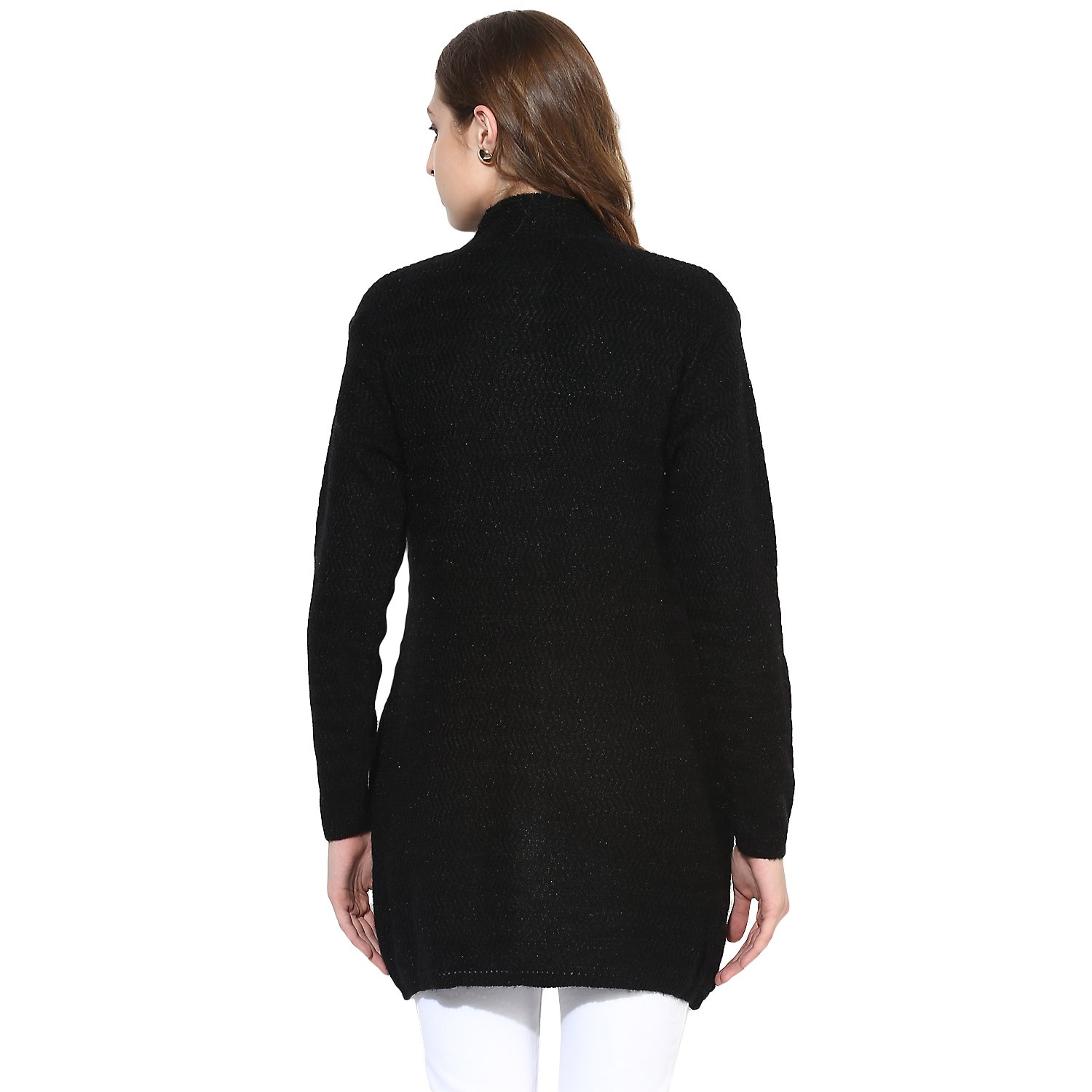 one femme women's woollen black color coat