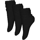 Winterlace Scrunch Crew Slouch Cotton Womens Socks 3-Pair Ribbed Soft Retro Boot Calf Sock