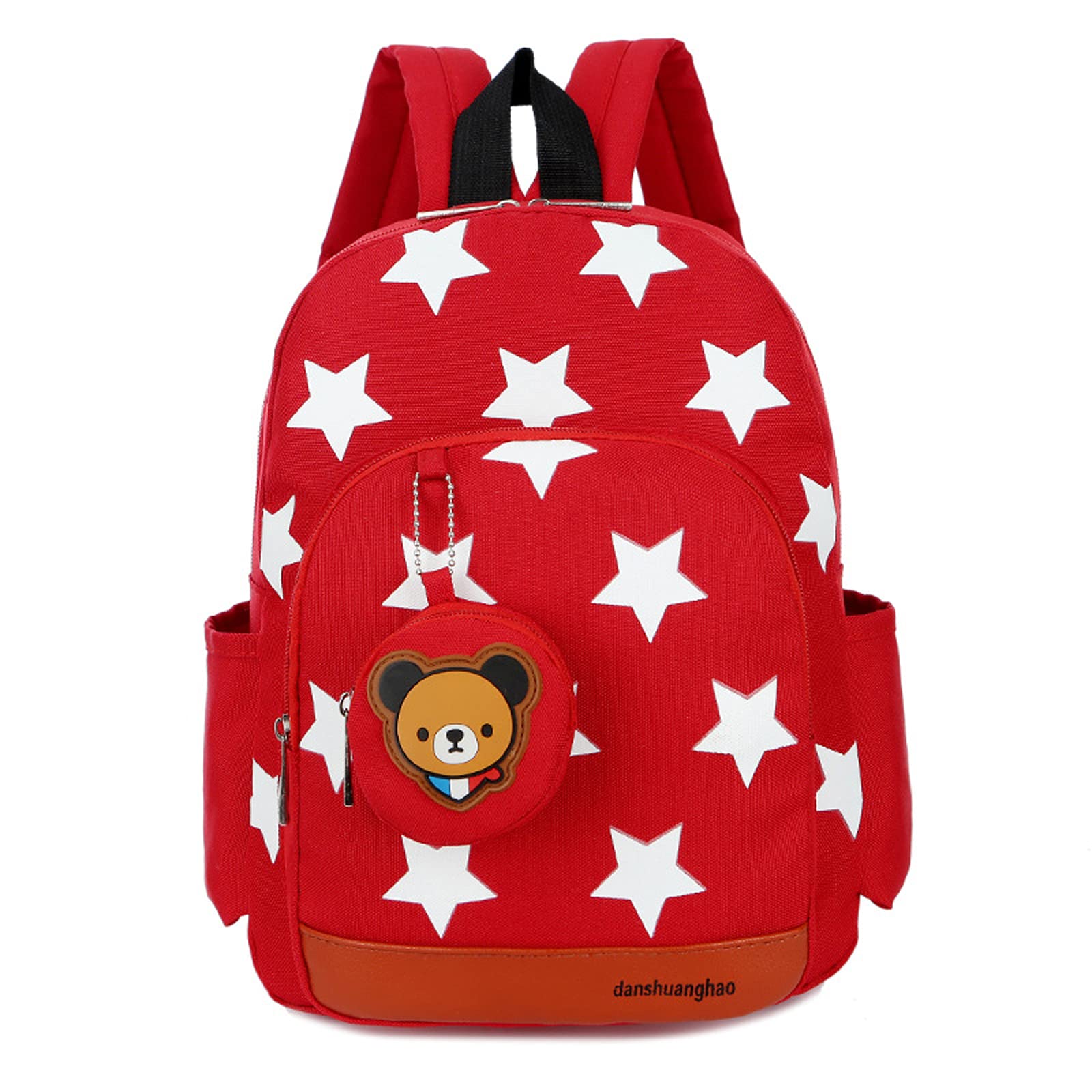 Flyingsky Durable Five-Pointed Star Bear Coin Purse Backpack for Kids (Red)