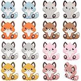 CHGCRAFT 16Pcs 8Colors Fox Silicone Beads Pen Beads Silicone Loose Spacer Beads for DIY Necklace Bracelet Earrings Keychain Crafts Jewelry Making