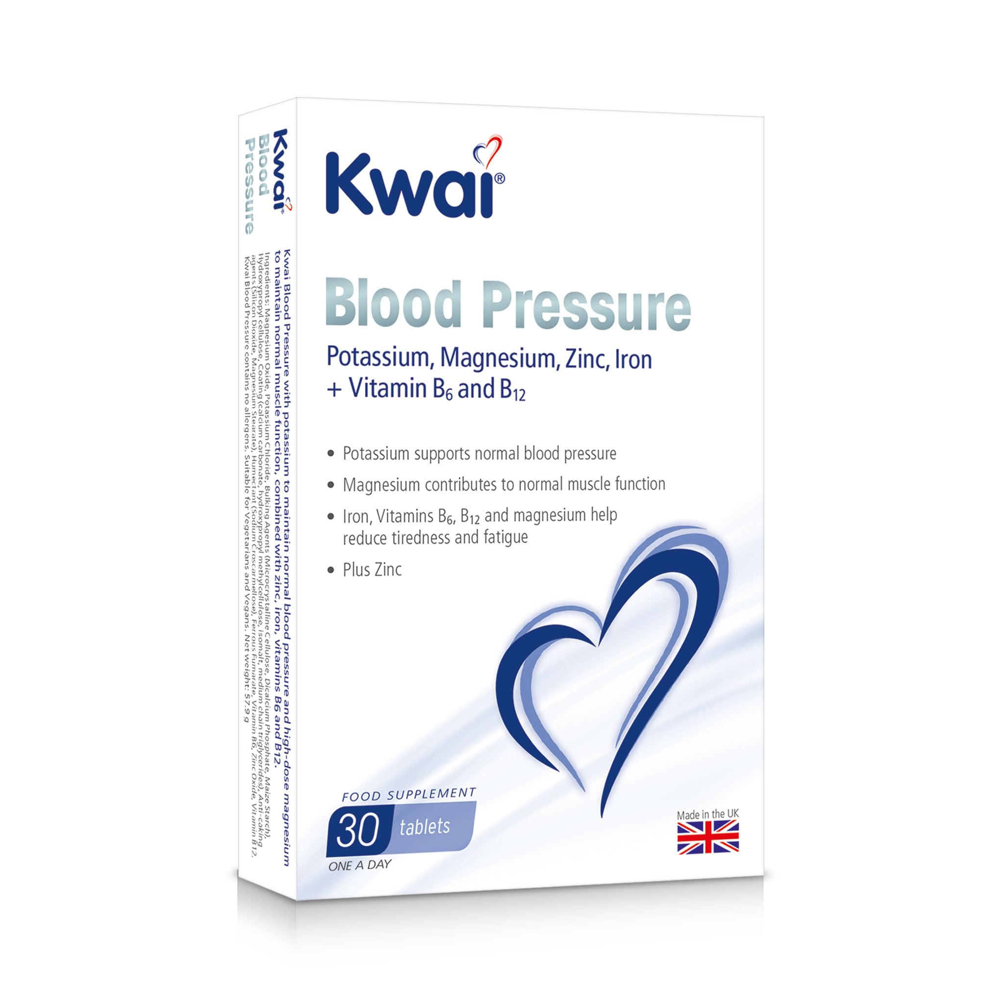 Kwai Blood Pressure 30 Tablets (Pack of 1) – Potassium Supports Normal Blood Pressure – Magnesium Contributes to Muscle Function – One A Day Supplement