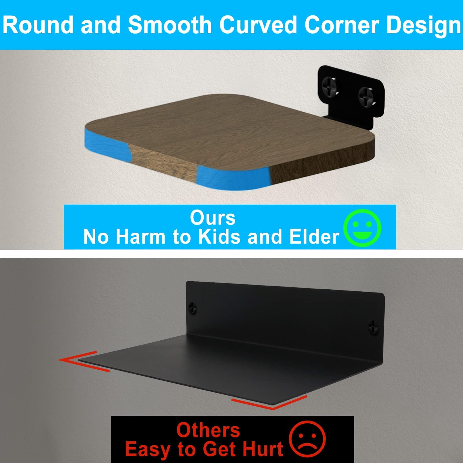 Universal Rear Speaker Shelves for Samsung, Roku, Sony, JBL, Vizio, LG - Adjustable Floating Wall Mount for Most Satellite Audio Mounting, Pair