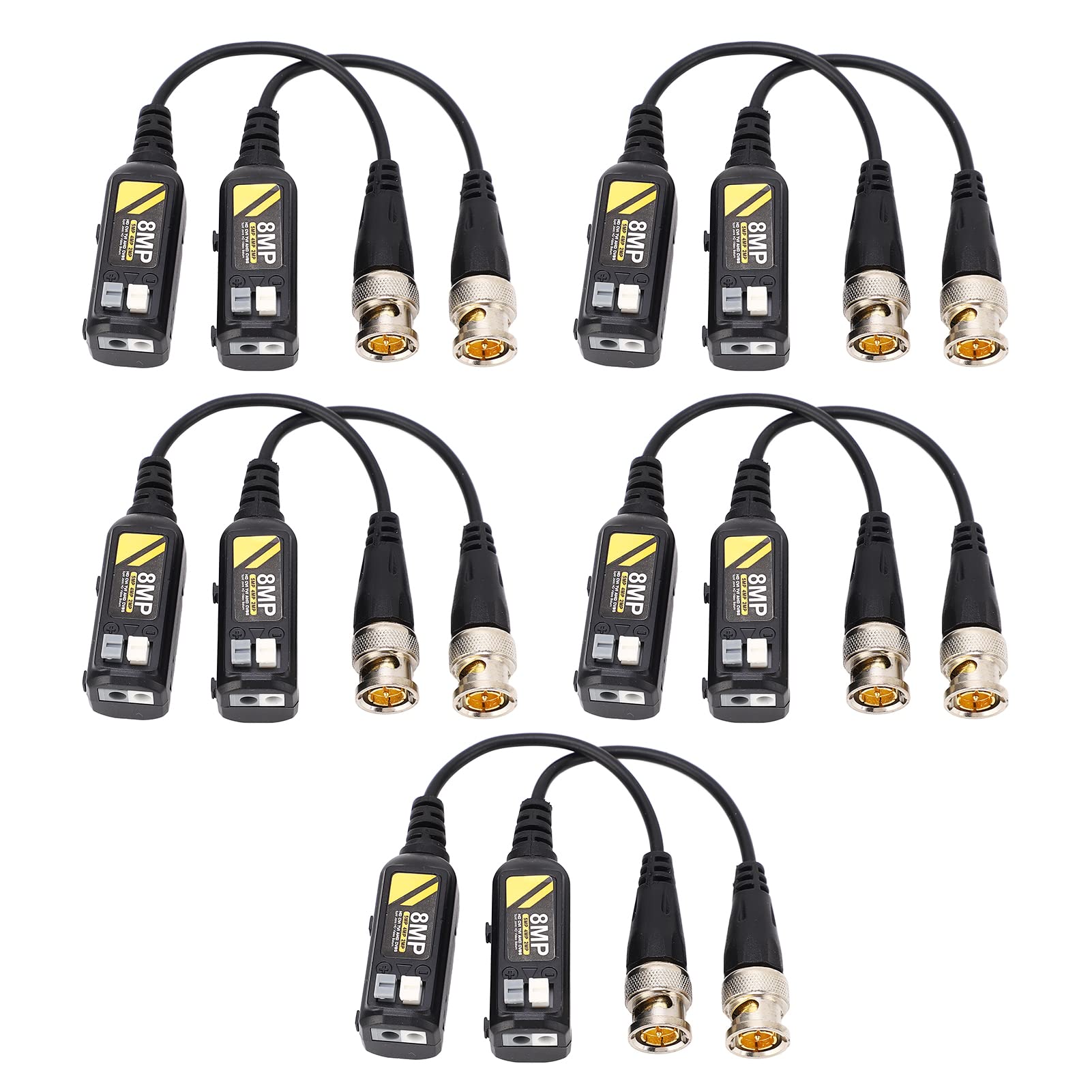 EVTSCan 5 Pair Passive Video Balun Connector, 1312ft Long Distance Transmission, Twisted Pair Cables Transmitter for Analog CCTV and HD Security Cameras