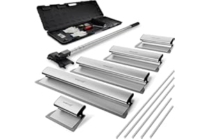 Drywall Skimming Tool Set, 5-Piece Stainless Steel Skimming Blade Kit with Extension Pole, Roller & Putty Knife, 12"–42" Wall