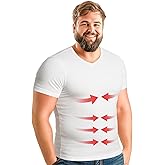Mens Compression T Shirt Gynecomastia | V Neck Slimming Undershirt Compression Shirt for Men. Mens Shapewear Body Shaper Top