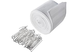 INCREWAY Curtain Pleat Tape, 6 Meters/6.56 Yards Pleater Tape for Curtains with 20 Pcs Stainless Steel 4 Prongs Curtain Pleat Hooks for Drapes for DIY Pinch Pleat Tape White