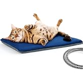 Pecute Pet Heating Pad for Cat Dog, Outdoor &amp; Indoor Reversible Use, IPX7 | Self-Inflating for extra thickness, Chew-resistant stainless steel cord, For outside cat houses/barns/sheds/garages/porches