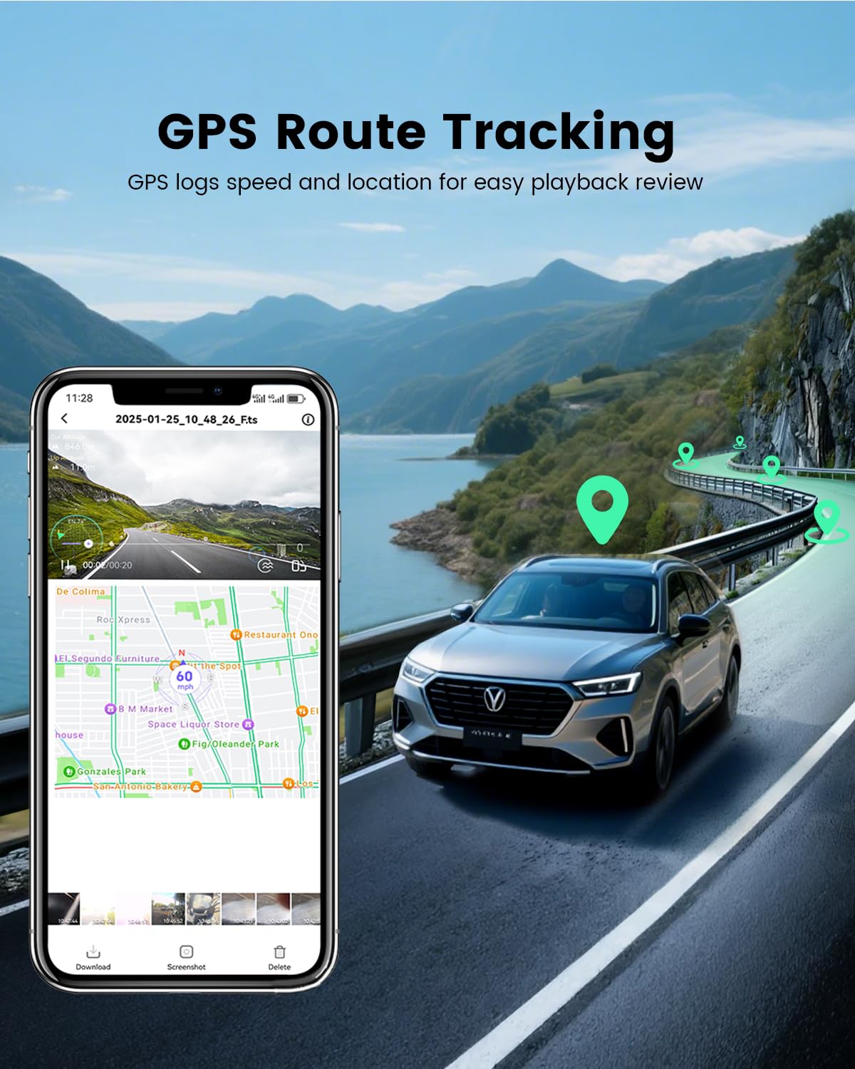 COOLCRAZY Dash Cam Front Rear: 4K+1080P Full HD Dashcam Free 64GB Card, with 5G WiFi GPS, Dual Dash Camera for Cars with 3