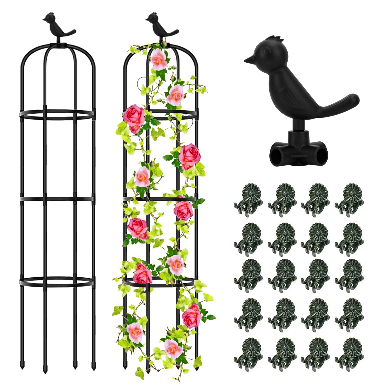 Hysagtek 2 Set Garden Obelisks for Climbing Plants, 145cm Tall Plant Support Trellis for Potted Plants Climbing Vine Rose Clematis Flowers Outdoor Indoor Garden