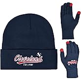 Vintage Classic Skull Cap Embroidery Beanie Hat Cuffed Winter Hat Knit Comes with Warm Gloves Gifts for Unisex Fans