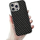 Yeddabox for iPhone 14 Pro Max Case Cute Polka Dot Phone Case Soft TPU Slim Shockproof Phone Cover for Women Girls, Black