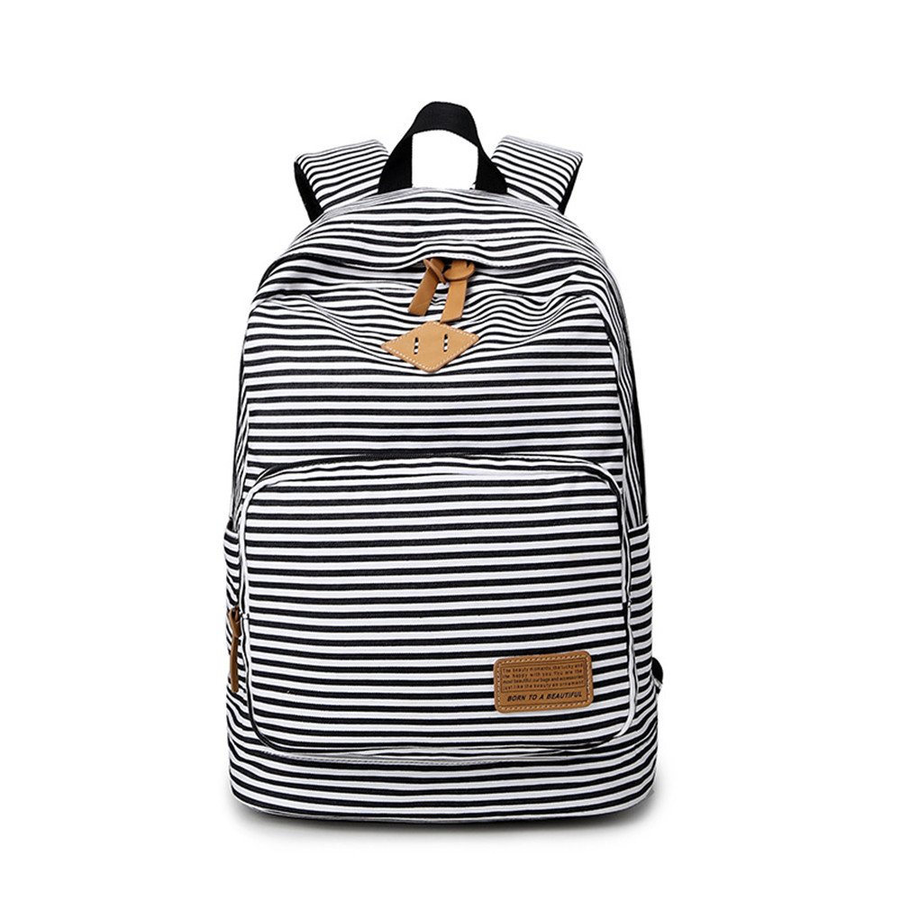 Moda lindo rayas Casual lona portátil bolso escolar mochila ligera mochilas para