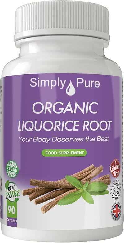 Simply Pure Organic Liquorice Root 450mg 90 Capsules Gluten Free Vegan