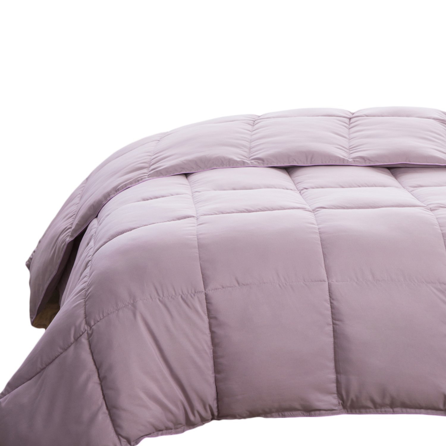 Box Stitching Design King Size Comforter Purple Lavender Duvet Insert Quilted Down Alternative with Corner Ties 102\