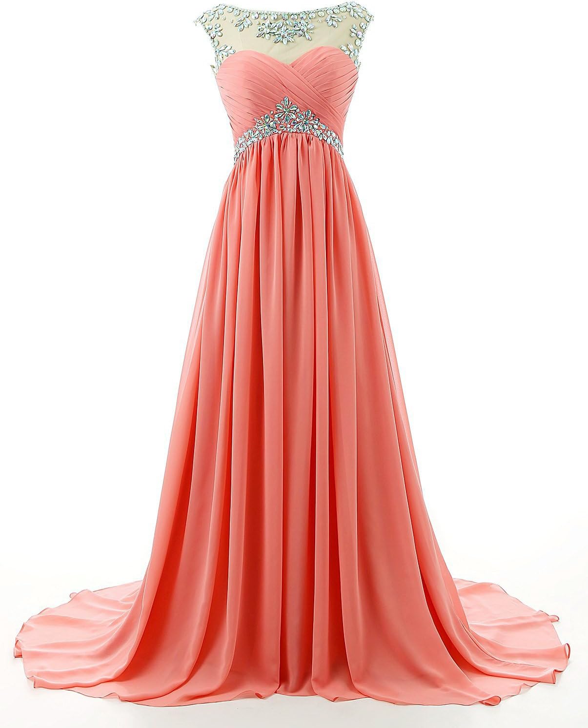 Vivebridal Beaded Straps Bridesmaid Prom Dress Sparkling Embellished Evening Gown VBP01
