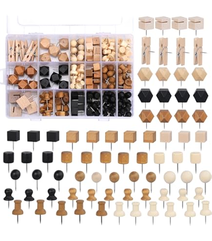 50 Pcs Wooden Push Pins, Thumb Tacks, Push Pins For Cork Board Head Pin Wood Map Tacks Marking Pin Wood Thumb Tacks Bulletin Boards Craft Projects Storage