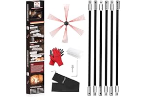 Cleancraft 20 Feet Chimney Sweep Kit, Chimney Cleaning Kit with 6 Flexible Black Chimney Rods, Chimney Brush, Rotary Chimney Cleaning System Driven by Drill