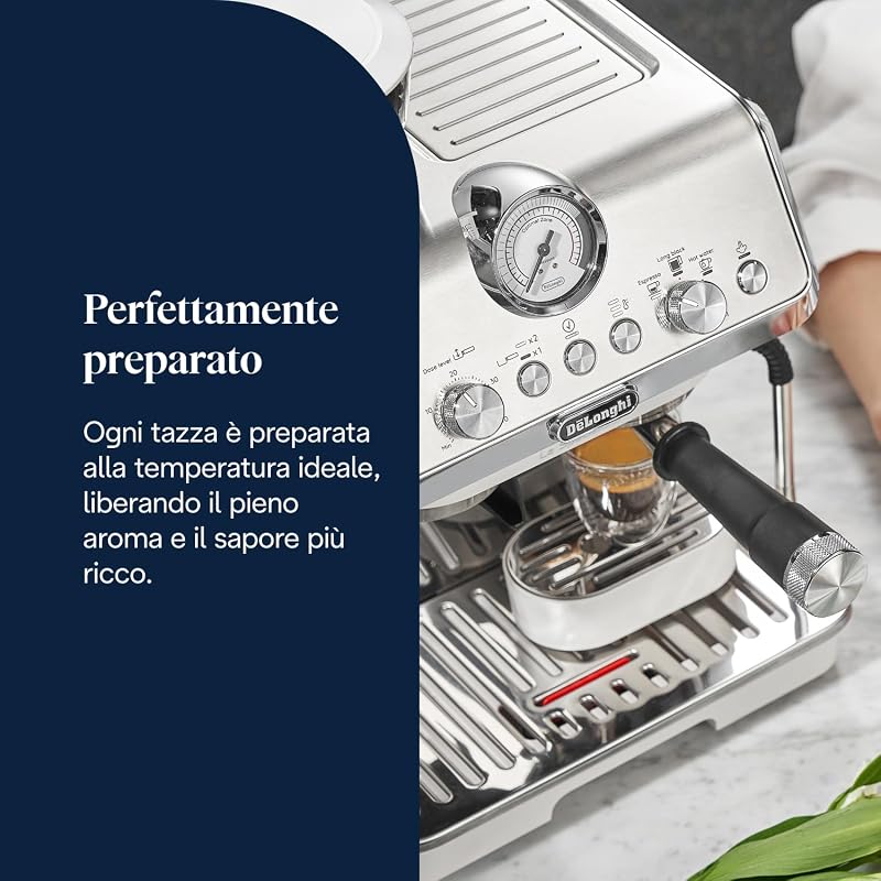 LA SPECIALISTA ARTE EC9155.W Macchina da caffè Manuale, 3 Ricette Preimpostate, Controllo Attivo della Temperatura, 8 Livelli di Macinazione, Lancia MyLatte Art, incluso KIT BARISTA, Bianco