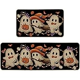 Artoid Mode Cute Ghost Boo Halloween Kitchen Mats Set of 2, Low-Profile Home Decor Kitchen Rugs for Floor - 17x29 and 17x47 Inch