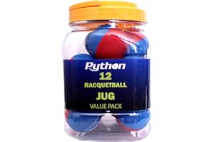 PYTHON RACQUETBALL Python RG Multi Colored Racquetballs (Value Pack - 12 Ball Jug/Endorsed by Racquetball Legend Ruben Gonzalez!)