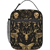 ainori Reusable Vintage Gothic Lunch Box for Kids Girls Boys Women Adult, Insulated Deer and Skull Lunch Bag,Polyester Cooler Goth Handbags Case for School Picnic Work Travel Beach or Hiking