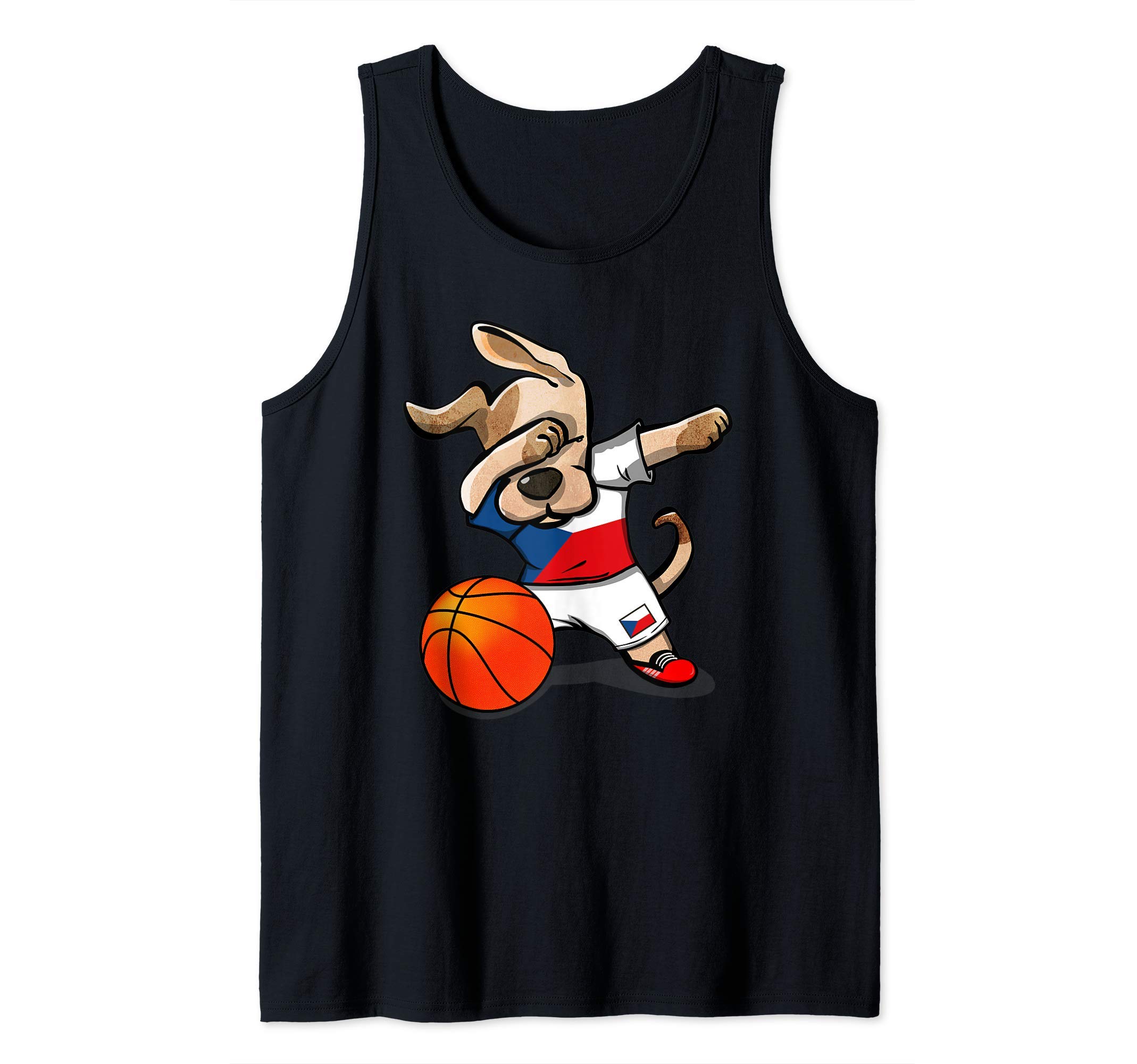 Dabbing Dog Czech Republic Basketball Czech Flag Sport Lover Tank Top