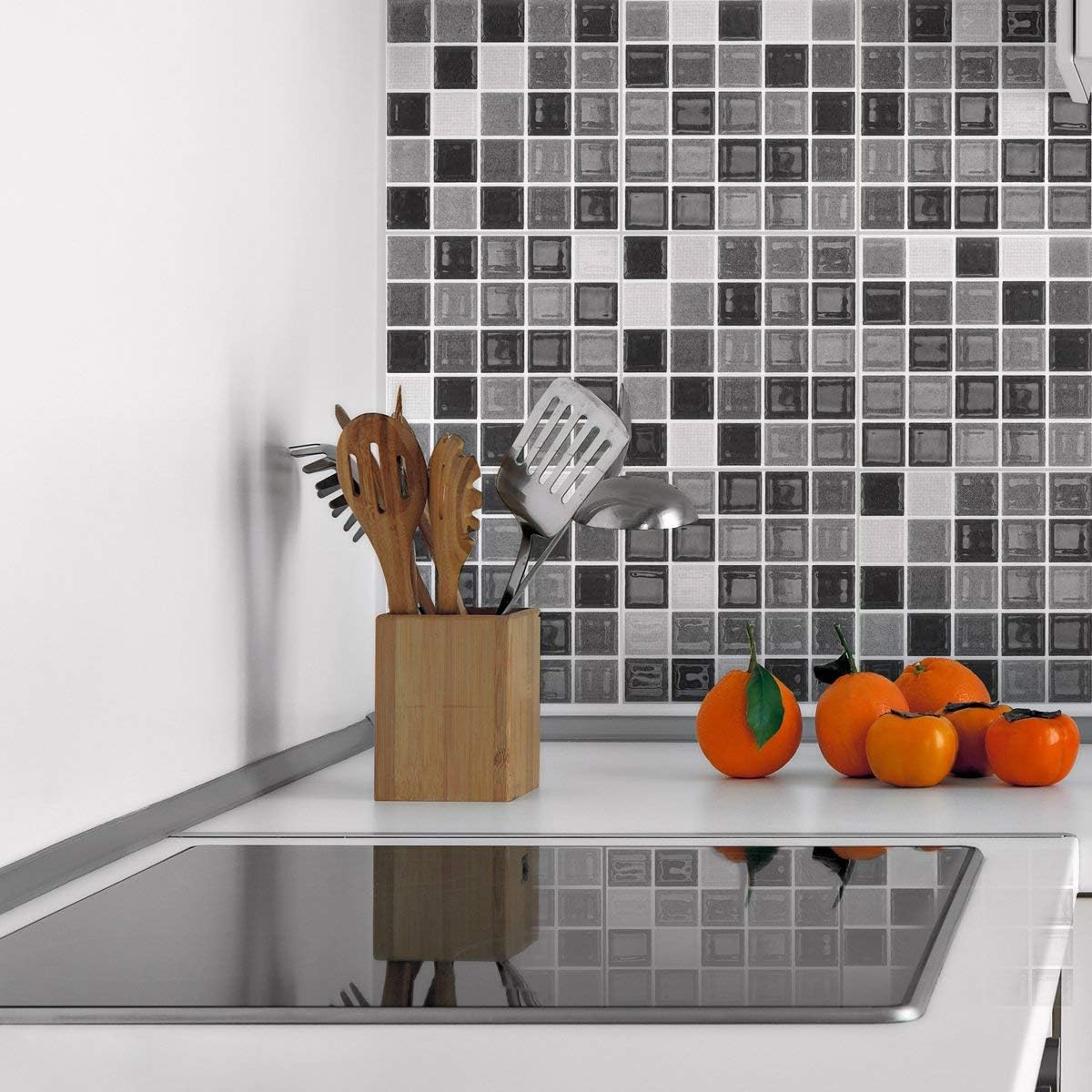 Ambiance Sticker Self-Adhesive Decorative Wall Decal Cement Tile for Bathroom and Kitchen Mosaïques Nuance de Gris - Image 4