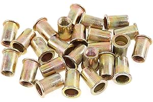 Keadic 100Pcs M10 Rivet Nuts Metric Zinc Plated Rivet Nut Carbon Steel Rivet Nut Flat Head Threaded Insert Kit Threaded Rivet Insert Nutsert Rivnuts Kit for Furniture