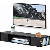 FITUEYES Black Floating TV Stand, Wall Mounted Entertainment Center Wood Storage, Media Console Shelf Under TV for Living Room, 39.4"
