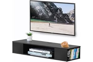 FITUEYES Black Floating TV Stand, Wall Mounted Entertainment Center Wood Storage, Media Console Shelf Under TV for Living Room, 39.4"