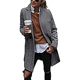 Ebifin Women's Notch Lapel Double Breasted Trench Coat Peacoat Winter Casual Long Blazer Jacket Overcoat