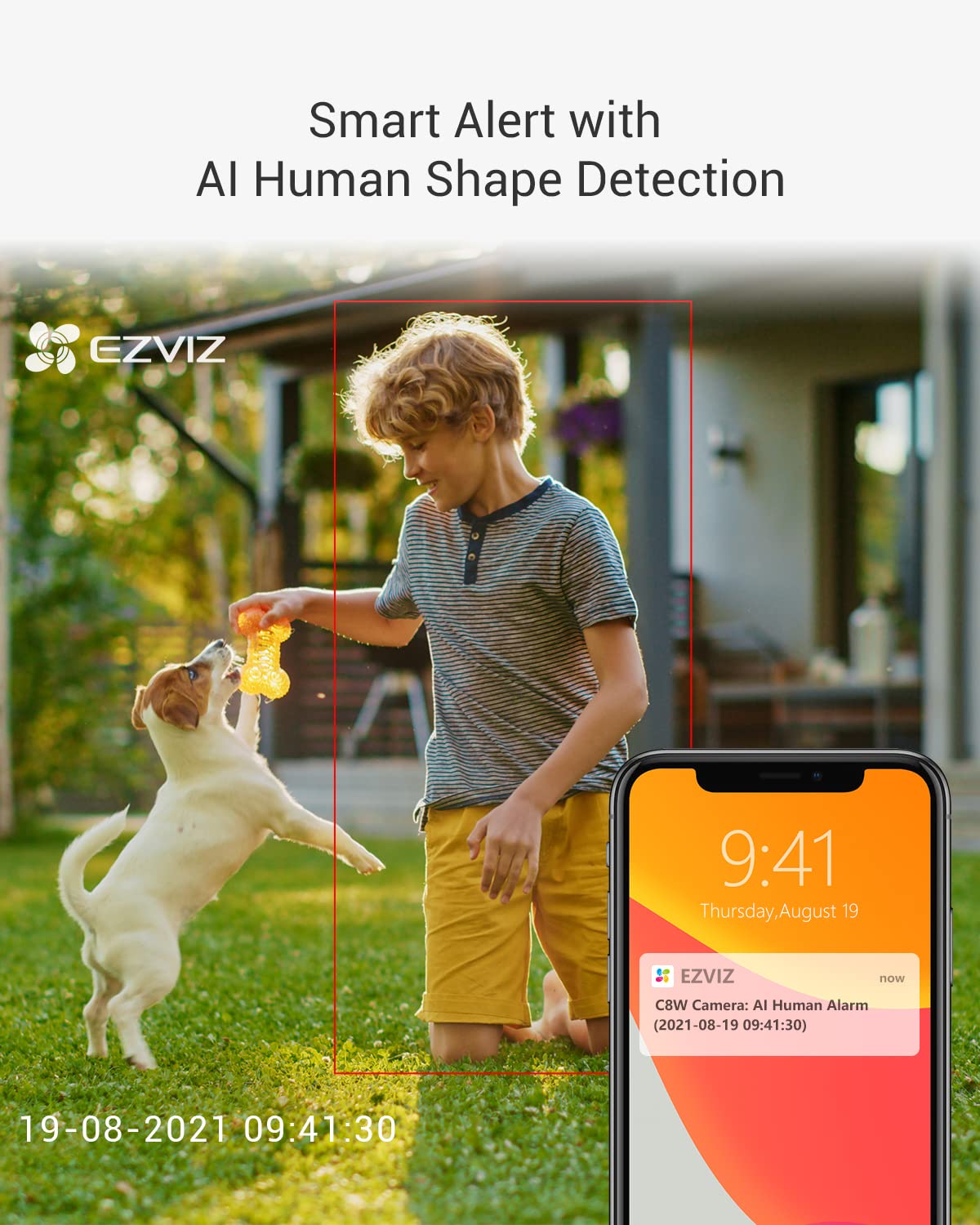 EZVIZ Security Camera Outdoor, 4MP WiFi Camera Pan/Tilt, 360° Visual Coverage, IP65 Waterproof, Color Night Vision, AI-Powered Person Detection, Two-Way Talk, Support MicroSD Card up to 256GB | C8W