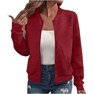 Nantdog Womens Bomber Jacket 2026 Casual Stand Collar Zip Up Lightweight Coats Fall Outerwear Outfits with Pockets