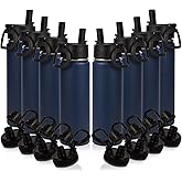 Volhoply 20oz Insulated Stainless Steel Water Bottle With Straw Lid Bulk 8 Pack,Kids Double Wall Vacuum Cups With Handle,Reusable Outdoor Sports Metal Bottles,Travel Flask Keep Cold&Hot(Navy,8)