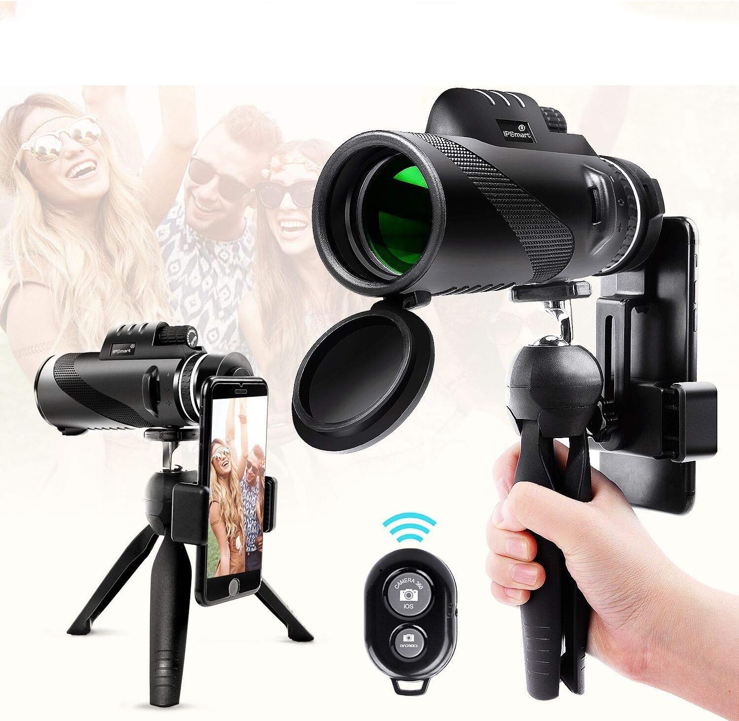 Monocular Telescope 12x50 High Power Waterproof Monocular Scope with Phone Mount & Tripod Monocular Compact Fogproof Shockproof Scope BAK4 Prism FMC Monoculars for Adults Hunting Camping Travelling