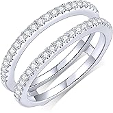 KSTYLE Moissanite Ring Enhancer Wedding Bands for Women Ring Guard for Engagement Rings, D Color VVS1 Moissanite Rings 925 Sterling Silver Wedding Ring Protector(V-Shape)