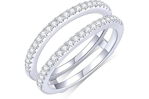 KSTYLE JEWELRY KSTYLE Moissanite Ring Enhancer Wedding Bands for Women Ring Guard for Engagement Rings, D Color VVS1 Moissanite Rings 925 Sterling Silver Wedding Ring Protector(V-Shape)