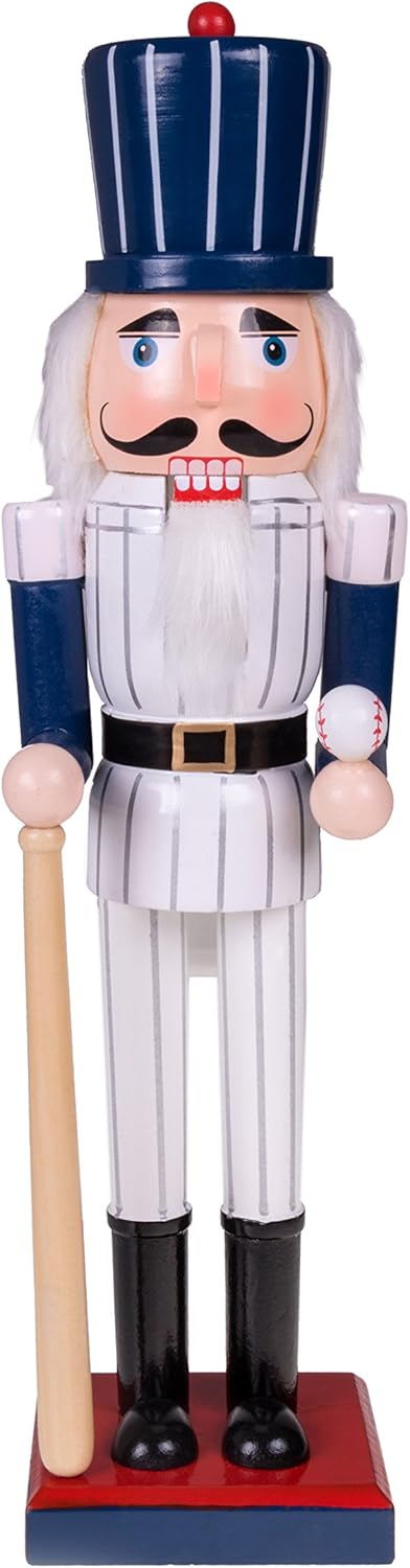 Nutcrackers - Clever Creations Baseball Player 16 Inch Traditional Wooden Nutcracker, Festive Christmas Décor for Shelves and Tables