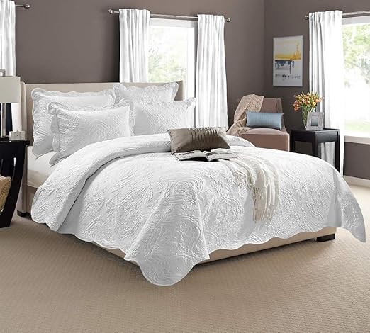 Thl Juego De Ropa De Cama De 3 Piezas Bordado Color Crema