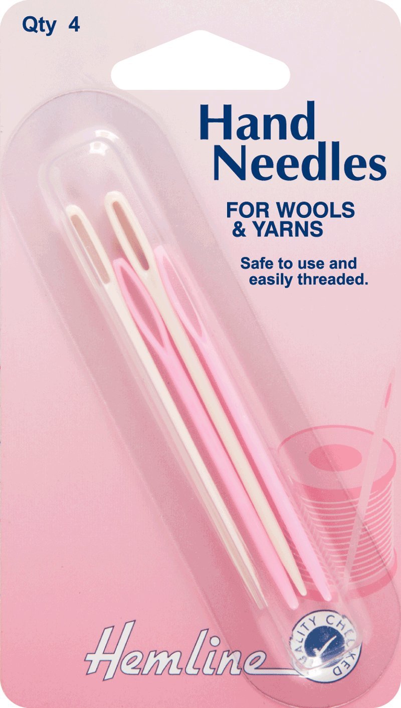 Hemline H211.A | Plastic Wool Hand Sewing Needles 2 Sizes | Pack Of 4