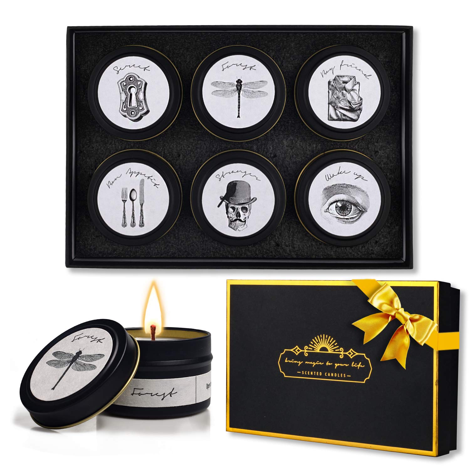 (6 Packs) Scented Candles Set Soy Candles Gifts for Women - (English Pear & Freesia, French Cade & Lavender, Rosemary & Spring), Aromatherapy Candles for Relaxation, 100% Pure Natural Soybean Wax