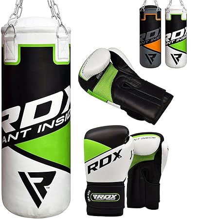 RDX Kinder Boxsack Set Gefüllt Kickboxen MMA Kampfsport Muay Thai Boxen mit Kette Training Handschuhe Kampfsport Schwer Junio