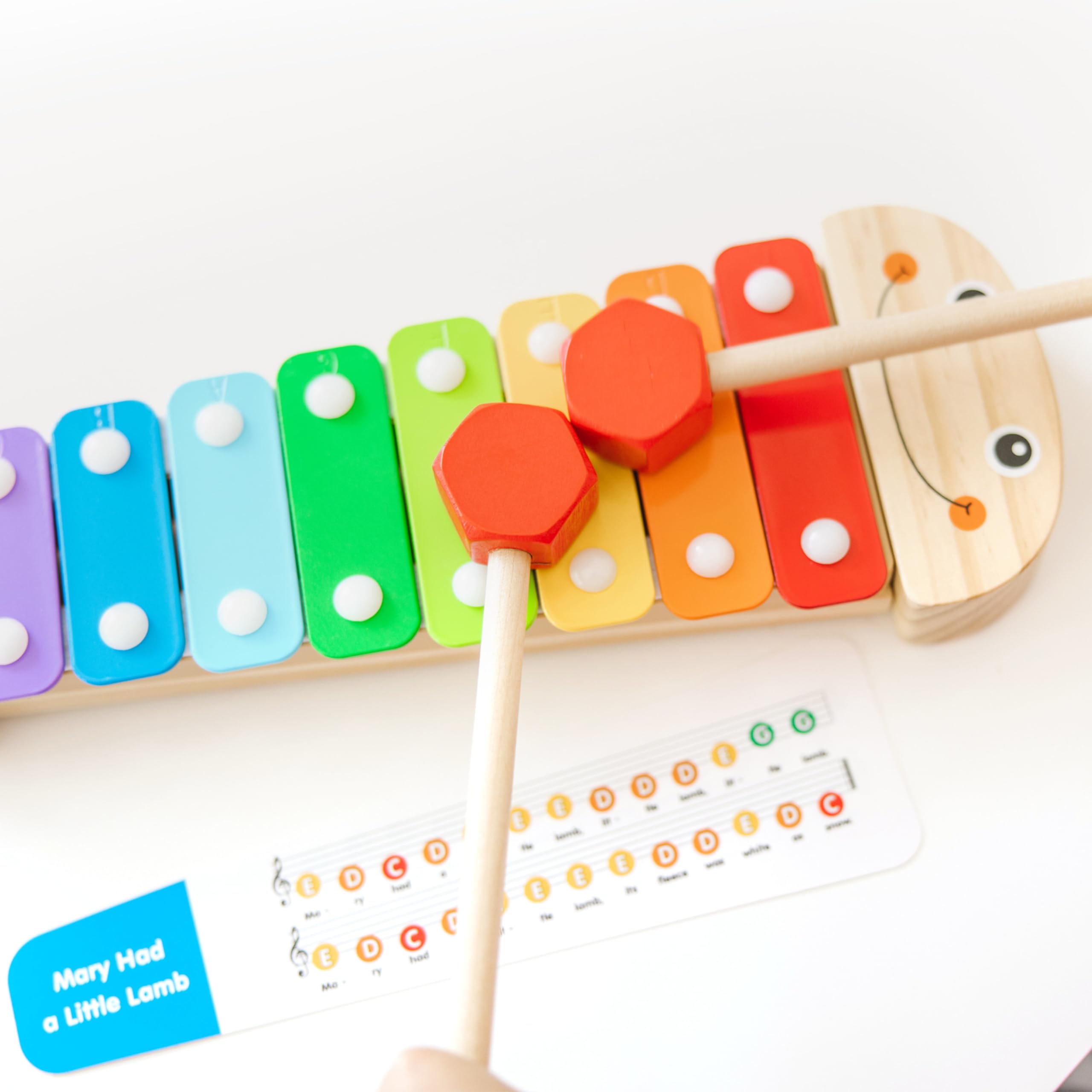 Melissa & Doug Caterpillar Xylophone Musical Toy with Wooden Mallets 15.25