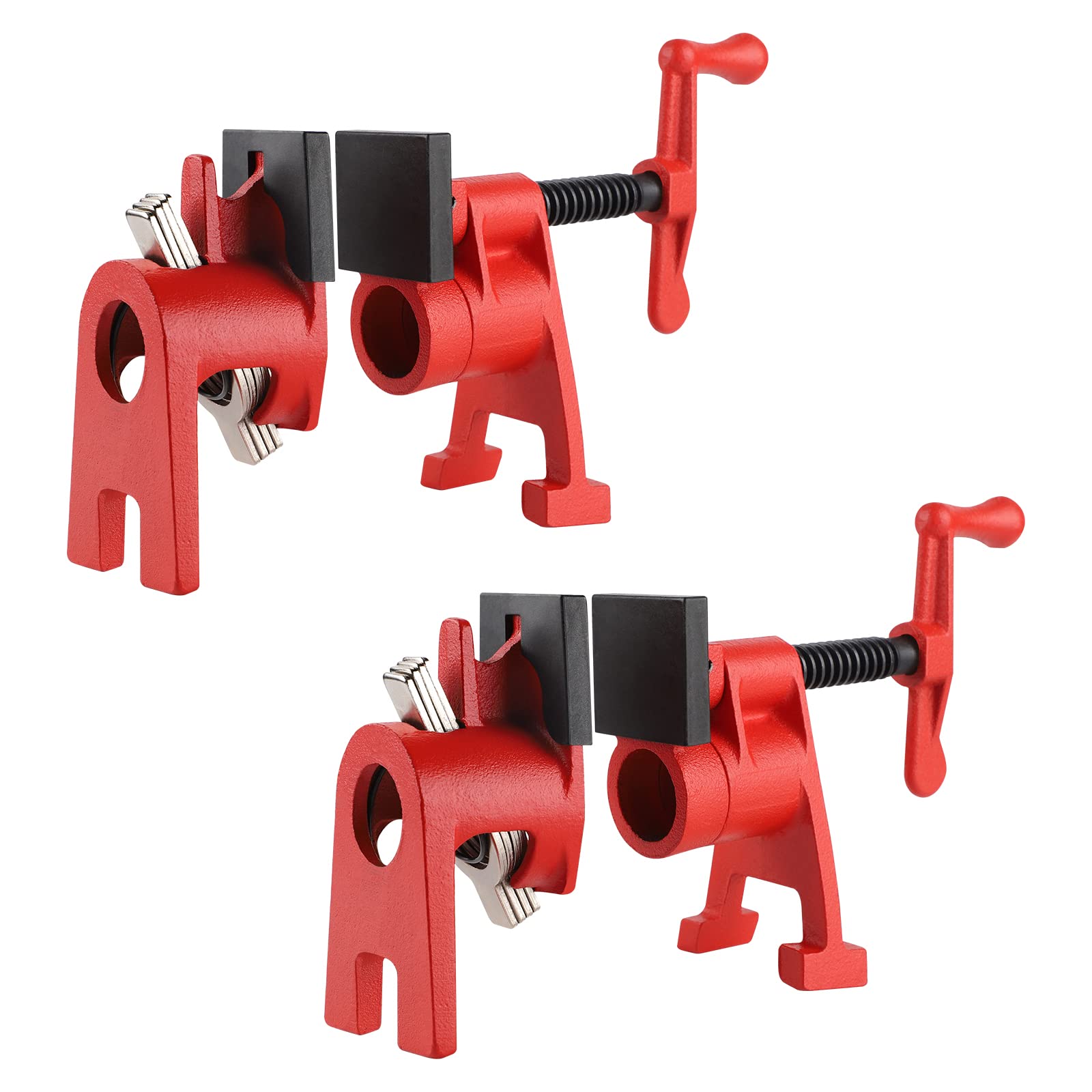 AMIGOB 2 Pieces Pipe Clamp, 3/4 Inch Spring Clamps with Protective Function, Quick Release Clamp, Hose Clamps, Body Clamp & Wood Clamp Set for Woodworking, Hose, Pipe, Cable (Matte)