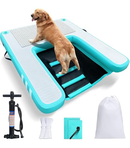 TONKOUM Inflatable Dog Ramp Puppy Boat Ladder, 47" X 31
