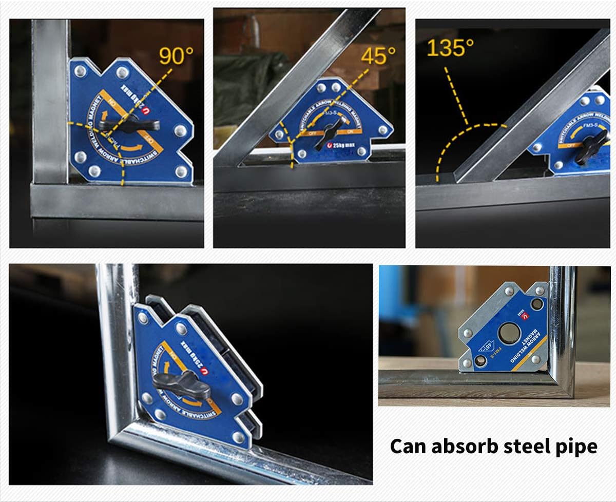 4 Pcs 3" 28 lbs Welding Magnets Strength Strong Welding Magnetic Clamps Arrow Holder Metal Working Mig Tools and Equipment 45, 90, 135 Degree Angle Magnet - - 