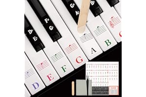 CAUYUAN Piano Keyboard Removable Stickers for 88/76/61/54/49/37 Key for Beginners, Musical Note Stickers with Guide, Stick, Tweezers, Cleaning Cloth