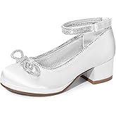 DREAM PAIRS Girls Dress Shoes Platform Chunky Heel Ankle Strap Princess Flats Flower Party Wedding Pump for Little Big Kid