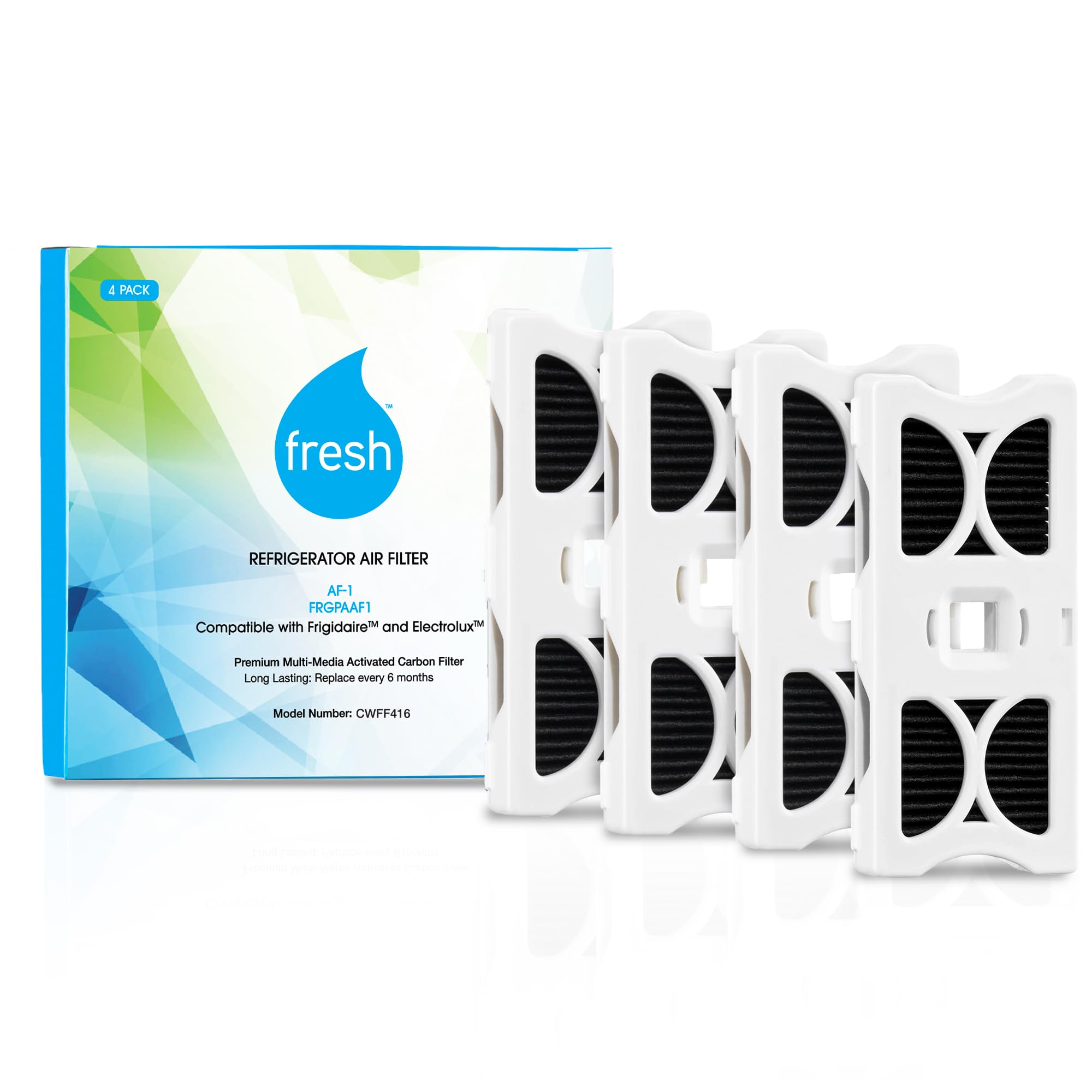 Photo 1 of FRESH AF-1 Refrigerator Air Filter Replacement for Frigidaire - Compatible with Models: AF-1, FRGPAAF1, RAF-1 - Advanced Carbon Filter Technology - (4 Pack) Air filter by MIST