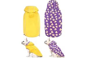 DILLYBUD Reversible Dog Raincoat Jacket for Small Medium Large Dogs, Reflective Waterproof Windproof Hooded Slicker Poncho Puppy Dog Clothes for Fall Winter, Stylish Jacket for Dogs Girls Boys